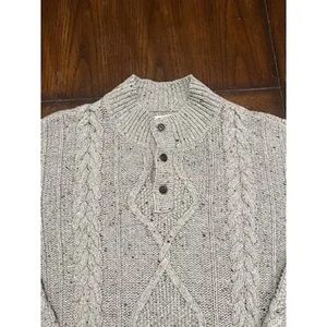 Bob Timberlake Lambs Wool Oatmeal Pullover Cable Knit Fisherman Sweater size XL